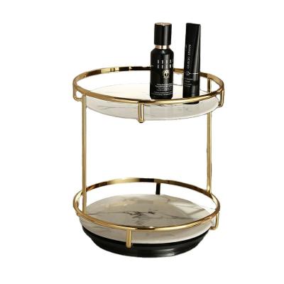 China Double-Layer Sustainable Luxury Frame Cosmetic Jewelry Tray Desktop Decoration Storage Rack for sale