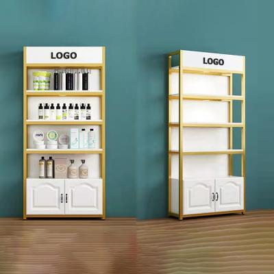 China Single-Sided Cosmetics Cabinet Display Case Container Shelf Beauty Salon Product Display Stand Beauty Cabinet with Lights Box for sale