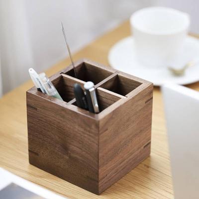 China Viable Modern Vertical Office Furniture Solid Wooden Pen Container Storage Box for sale