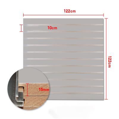 China Moisture-proof multi-function flute board shelves slatwall display rack shelf MDF slatwall panel for sale