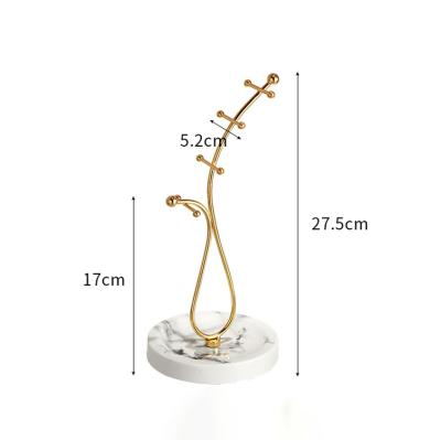 China Brass Display Devices and Marble Earring Display Show Holder Jewelry Rack Organizer Racks Home Decorative for sale