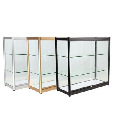 China Supermarkets Factory Custom Lockable Metal Frame Showcase Glass Cabinet Display Cheap Showcase for sale