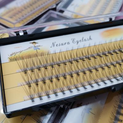 China 100% hand made private label individual heat bonded pre fanned volume whips 0.10 10d russian lashes for sale