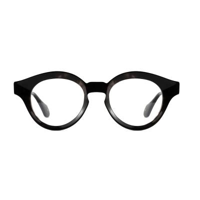 China New Fashion Hot Sales Design High End Round Shape Fashion Bevel Acetate Eyewear Optical Frame Occhiali for sale