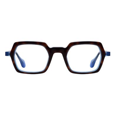 China 2022 Fashion Women's Custom High End Beveled Frame Acetate Vintage Logo Design Frame Eyeglasses Optical Glasses for sale