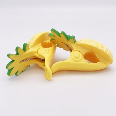 China Creative Large Bathroom ABS Fruit Pineapple Beach Towel Clip Plastic Clothes Drying Clip for sale