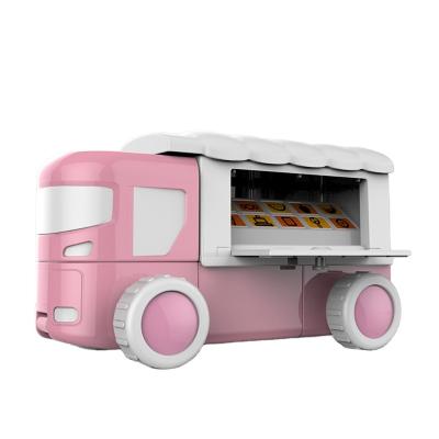 China Plastic Pink Mosaic Puzzle Magnetic Building Blocks Play Music Ice Cream Truck for sale