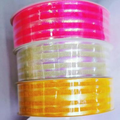 China Fashionable High Quality Waterproof Snow Yarn Tape Suitable For Gift Box Packing Snow Gauze Ribbon 3.2cm*12y for sale