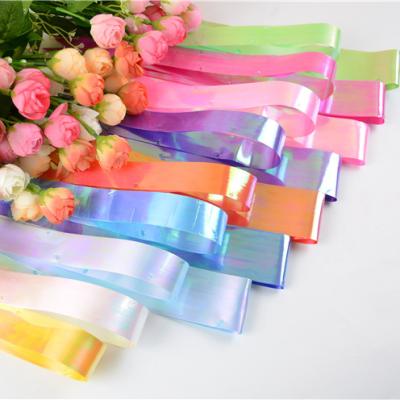 China Cheap high quality waterproof rainbowfilm ribbon bow fancy ribbon 30mm for sale