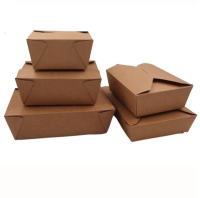 China Custom Wholesale Disposable Takeout Box Disposable Brown Food Grade Kraft Paper Fast Food Box for sale