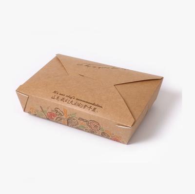 China Custom Wholesale Disposable Takeout Box Brown Food Grade Packaging Paper Box Fast Food Takeout Box for sale