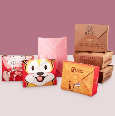 China Custom Wholesale Disposable Biodegradable Paper Square Packaging Food Packaging Box Quick Takeout Box for sale