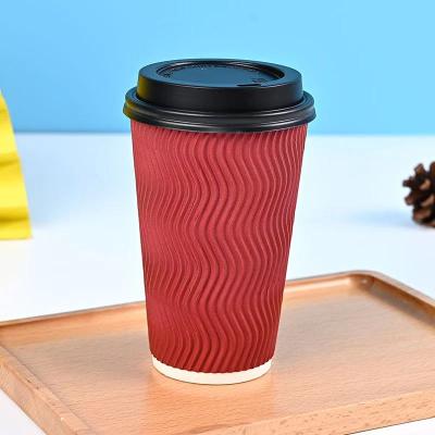 China Wholesale Custom Corrugated Wall Coffee Hot Disposable Paper Cup Recyclable With Lid for sale