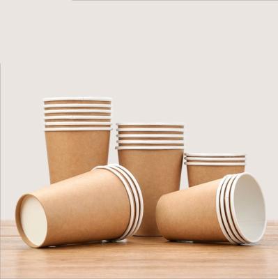 China Disposable Coffee Cup 8oz 12oz 16oz 20oz Single Wallpaper Coffee Cup Disposable Wrapping Paper Cup Custom Wholesale Disposable Hot Drink Cup for sale