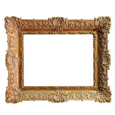 China Custom high-grade handmade solid wood aged vintage distressed classical intricate European oil painting frame large gold leaf frame picture frame l for sale