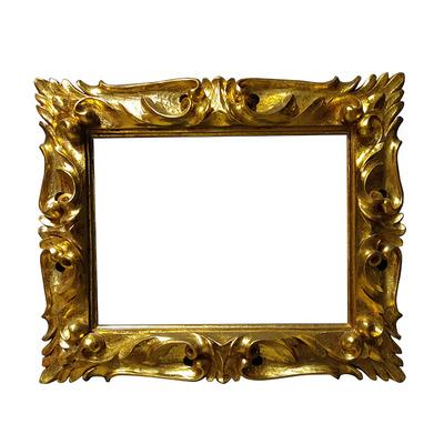 China Custom Handmade Solid Wood Picture Frame Cut Out Art Picture Frame Gold Stick Style Gold Foil European Oil Painting Frame for sale