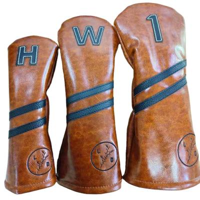 China 2021 Golf Fairway Premium Durable Leather Driver Vintage Fairway Hybrid Headcover Custom Fit For 460cc Golf Headcover for sale