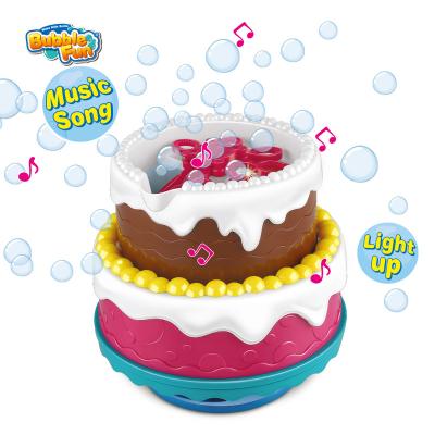 China Lights and Happy Birthday Song Bubble Fun Proudly Present by Rainbow Bubble Toy Celebration Cake Bubble Machine for Kids with Lights and Happy Birthday Song for sale