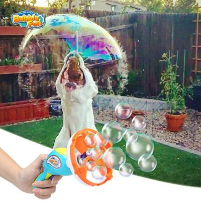 China Viable Dog Toy Gun Blower Bubble Maker Machine with 2 Giant and Small Interactive Bubble Wands Toys for Pets Bubble Solution for sale