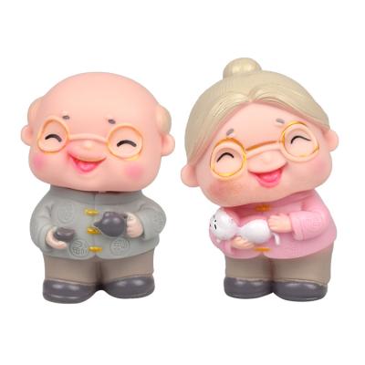 China Stunning cake decoration vinyl toys cake decoration old man and elderly ladies grandpa and grandma figure family home decoration for sale