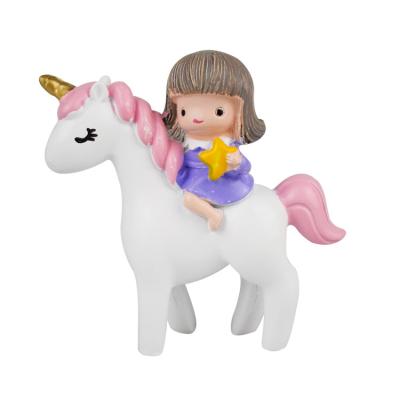 China Figure Fairy Tale Resin White Horse and Cute Girl Ornaments Resin Toys PVC Birthday Cake Home Decor for sale