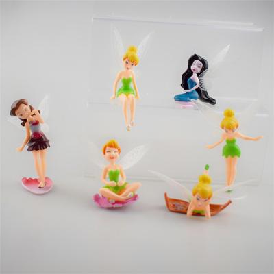 China Plastic Cake Topper Cake Decoration 6 Pcs Flower Fairy Plastic Toy for sale