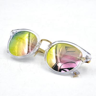 China Fashion Sunglasses 2020 New Gold Clear Mirror Frame Acetate Round Sunglasses For Women for sale