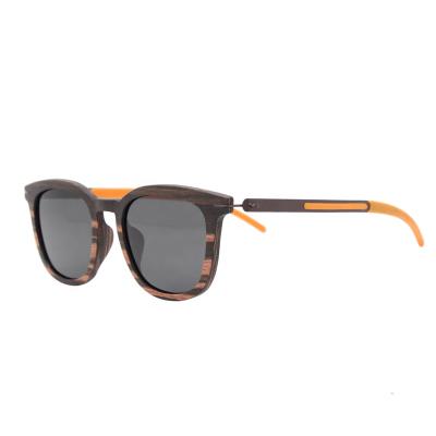 China Custom Wooden Sunglasses Ebony Wood Logo Sunglasses Wood Frame With Metal Temple Polarized Sunglasses for sale