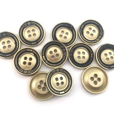 China Wholesale Shirt Trend Four Hole Nickel Free Black Gold Fashion Zinc Alloy Sewing Button for sale