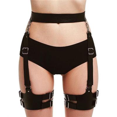 China Sexy Garter Belt Sexy Leather Harness PU Goth Underwear Lingerie For Women Body Chain Jewelry Thong Underwear Restraint Belt Bondage Gear SM Products for sale