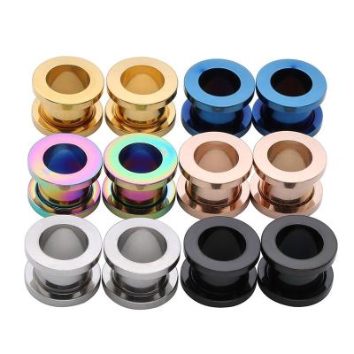 China Punk Stainless Steel Screw Ear Plugs Body Piercing Tunnels Jewelry Fashion Earring Ear Gauges Expander Body Jewelry Ear Piercing Stud for sale