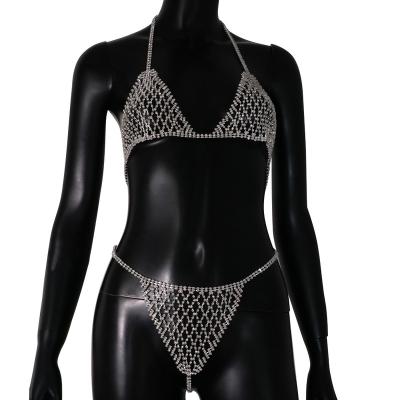 China FASHIONABLE Sexy Rhinestone Body Chain Jewelry For Women Net Lingerie Bra T Back Strap Bondage Garter Bondage Garter SM Clubwear SM Erotic Products for sale