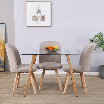 China Rectangle nordic home furniture restaurant small dinning room tables and chairs sets clear glass kitchen dining table set for 4 seater for sale