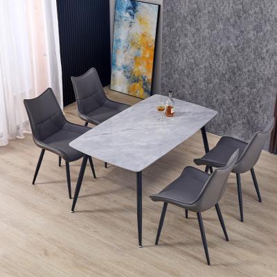 China Rectangle modern home furniture restaurant dinning room tables and chairs sets ceramic kitchen dining table set for 6 seater for sale