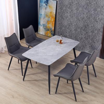 China Rectangle 2022 Factory Price Hot Seller Dining Room Furniture Stainless Steel Strong Leg Ceramic Table Top Dining Table Set 8 Chairs for sale