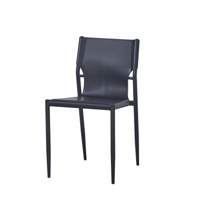 China Modern Wholesale home furniture modern simple design PVC seat chair metal frame dining chair for sale