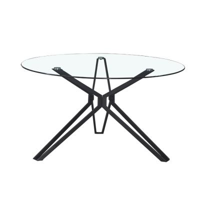 China Modern luxury space saving living room furniture 4 seater dining room table iron base tempered glass round dining table for restaurant for sale