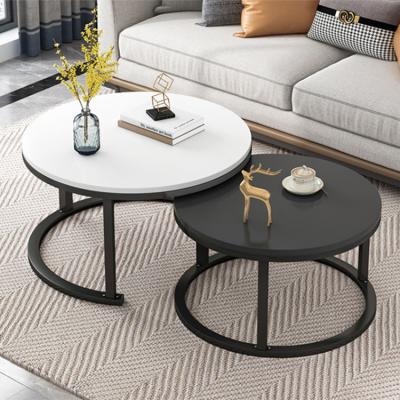 China Adjustable (other) Contemporary Round Nesting Bent Black Gold Metal Side Glass Marble Stone mdf Wood Coffee Table Nest Table Set Nesting Table for sale