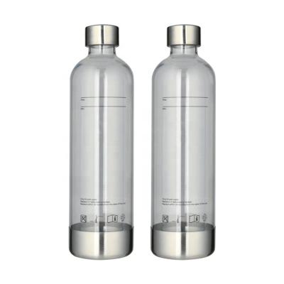 China Hotel Carbonation Bottles Reusable 1L PET Sparkle Bottled Water Bottles Compatible with Aarke Sparkle Water Maker for sale