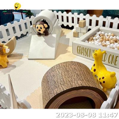 China Soft Play Fence White Natural Brown Indoor Playground Package Soft Play Set en venta