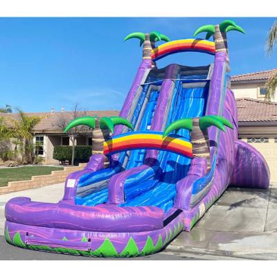 China Purple Kids Water Slide Inflatable Water Pool Play Water Games Inflatable Slide for sale