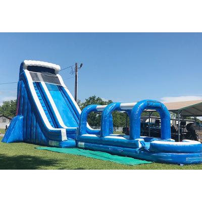 China 100m Inflatable Water Slide Inflatable Slip And Slide Double Lane Inflatable Palm Tree for sale