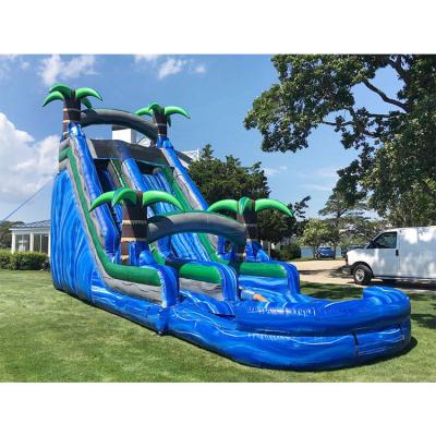 China 50ft Inflatable Water Slide Commercial Inflatable Double Water Slide Blue for sale