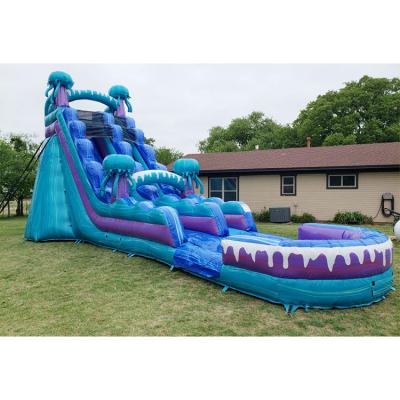 China Half Pipe Inflatable Water Slide jellyfish slide ocean large blue bouncy games for sale