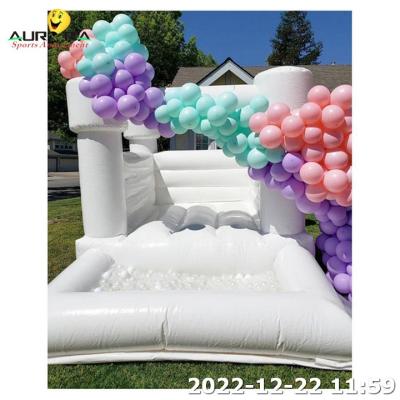 China Inflatable Balloon Bounce House Wedding White Bounce House 8x8 With Ball Pit for sale