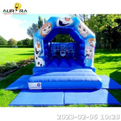 China Inflatable Blue Bounce House Ice And Snow Romance Bouncy Castle Cartoon Theme for sale