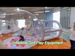 White Brown Pink Inflatable Soft Play Equipment Playground Ball Pit With Slide