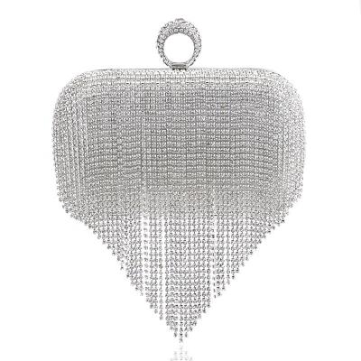 China High Quality Europe and America Diamond Tassel Handmade Rhinestone Evening Dinner Bag Grab High Quality Lady Party Handbags for sale