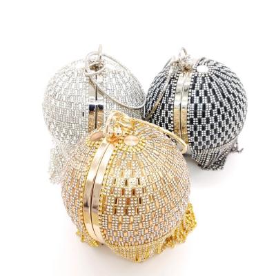 China Gold Luxury Glitter Rhinestone Purse High Quality Rhinestone Rhinestone Women's Diamond Handbags Round Ball Ladies Crystal Evening Clutch Bag for sale