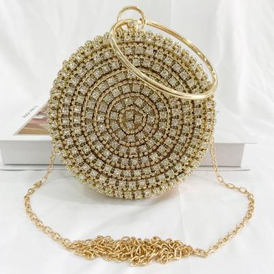 China 2021 Fashion High Quality Fashion Circular Diamond Rhinestone Handbag Evening Party Dress Bag High Quality Handmade Women's Luxury Dinner Bag for sale